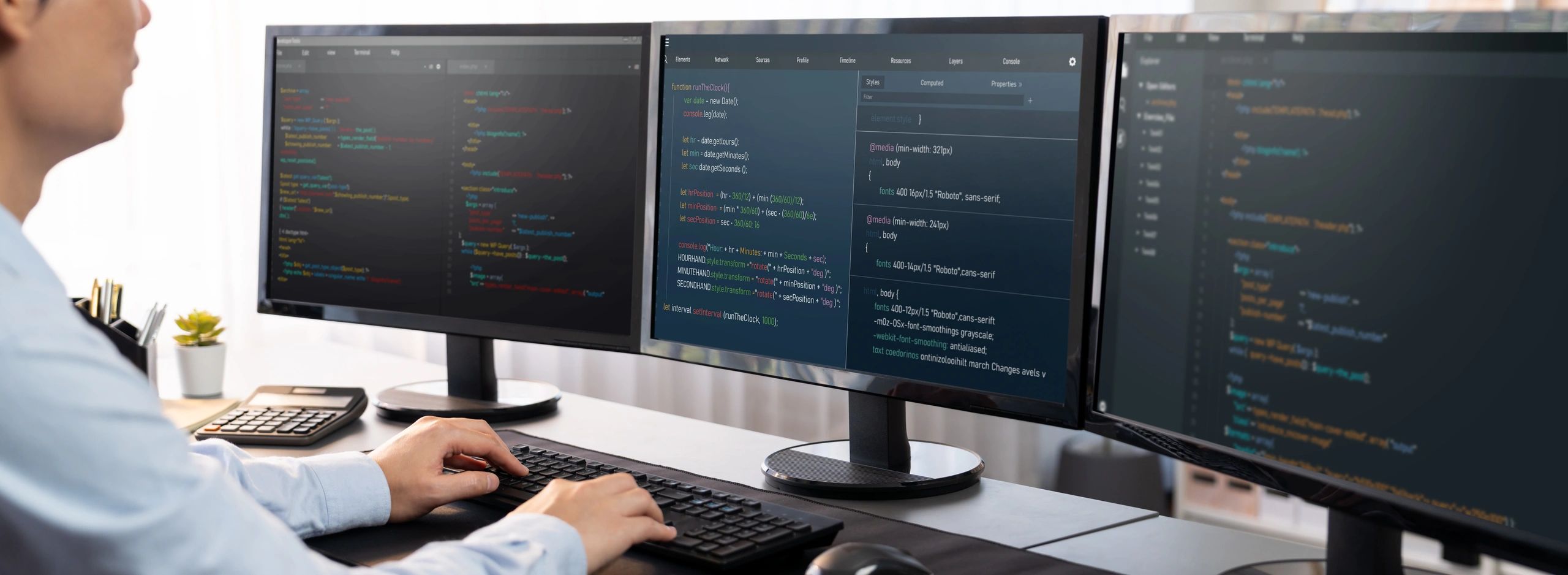 Software engineer working on application development on his